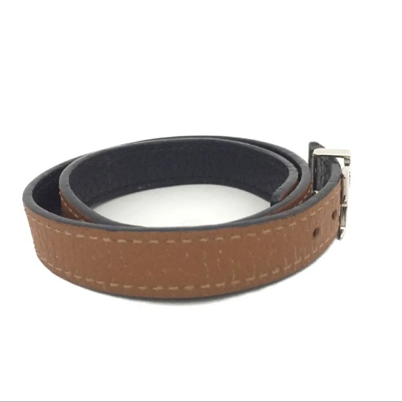 Louis Vuitton LV Logo Brown Leather Bracelet (Silver Hardware) - Picture 5 of 8
